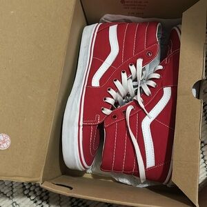 red and white vans